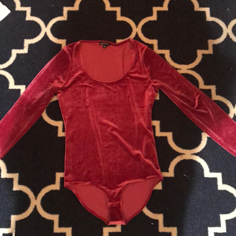 J. Crew red velvet bodysuit NWOT